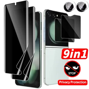 9in1 gizlilik hidrojel Film Samsung Galaxy Z Flip 6 Anti casus ekran koruyucu temperli cam için Galaxy Z Flip6 ZFlip6 filmi