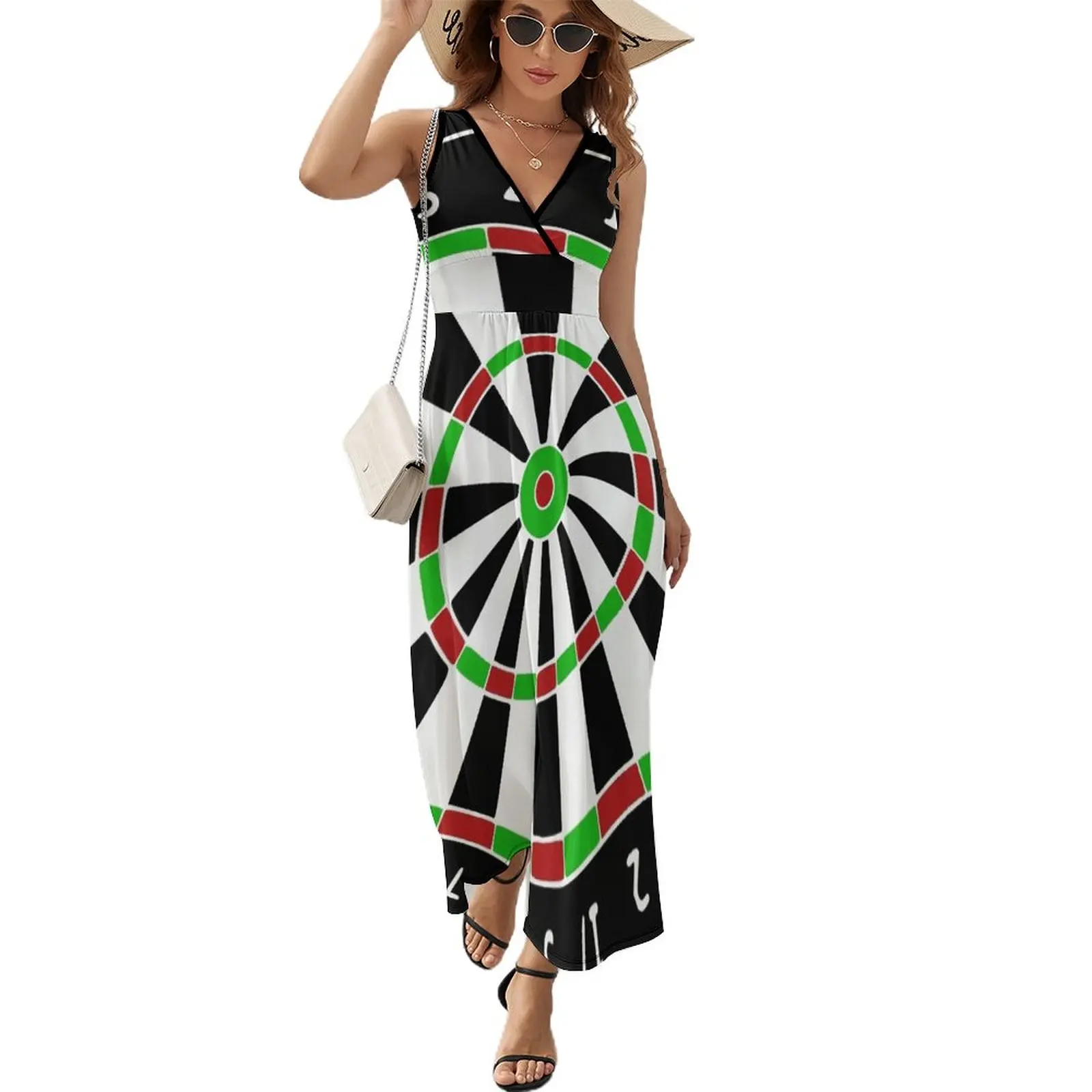 Dardos sem mangas Dartboard Vestido, Dardos, Vestido elegante, Aniversário vestido