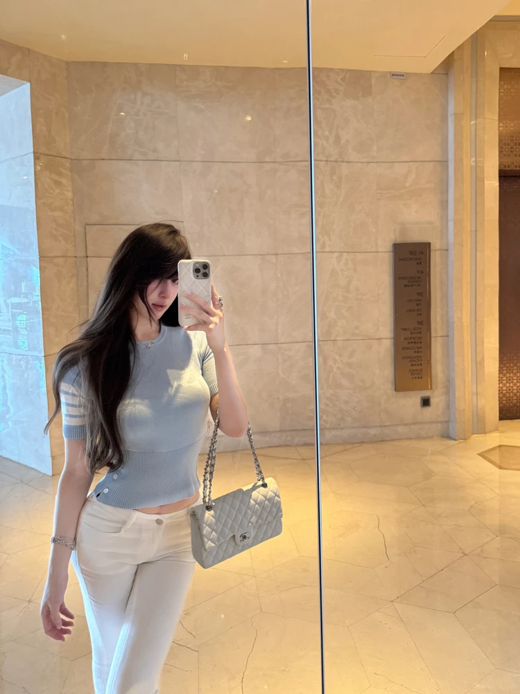 

M900 Синяя приталенная футболка ort Sve, женский повседневный топ с модным дизайном, осенняя коллекция 202, эффект похудения