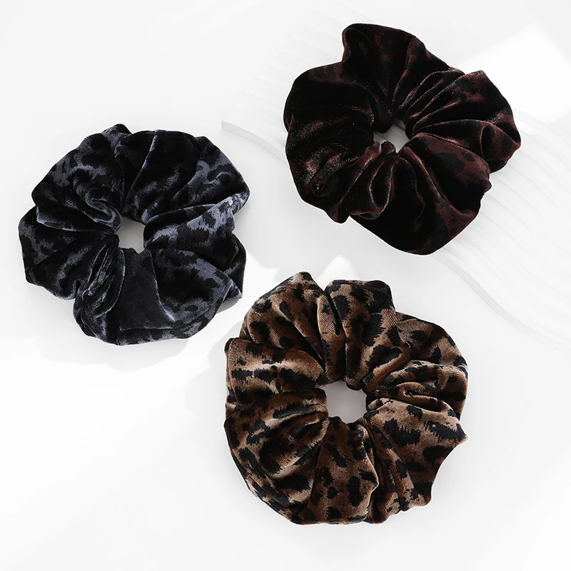 

PRISCA | Oversized Leopard Print Scrunchie for Women Elastic Hair Tie Girls Velvet Hair Rubber Bands Korea Fashion