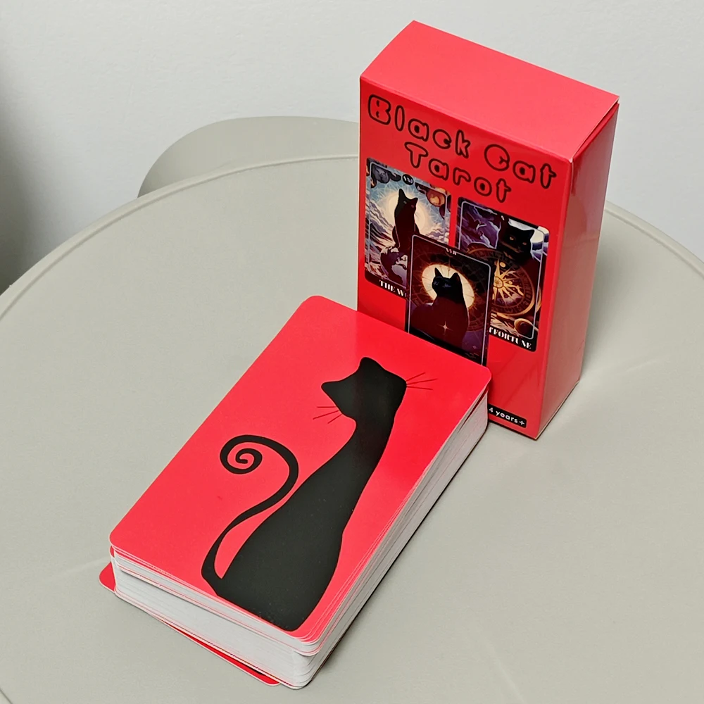 

Black Cat Tarot Shadowy Cat Deck Feline Deck 78 Pcs Tarot Cards Based on Rider Waite System for Beginners 10.3*6cm