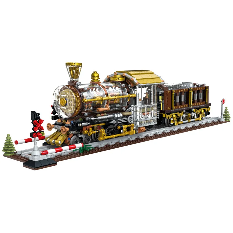 Film Spiel Steam Punk Eisenbahn Fahrzeuge Baustein Steampunk Mechanische Zug Bau Modell Ziegel Spielzeug Sammlung