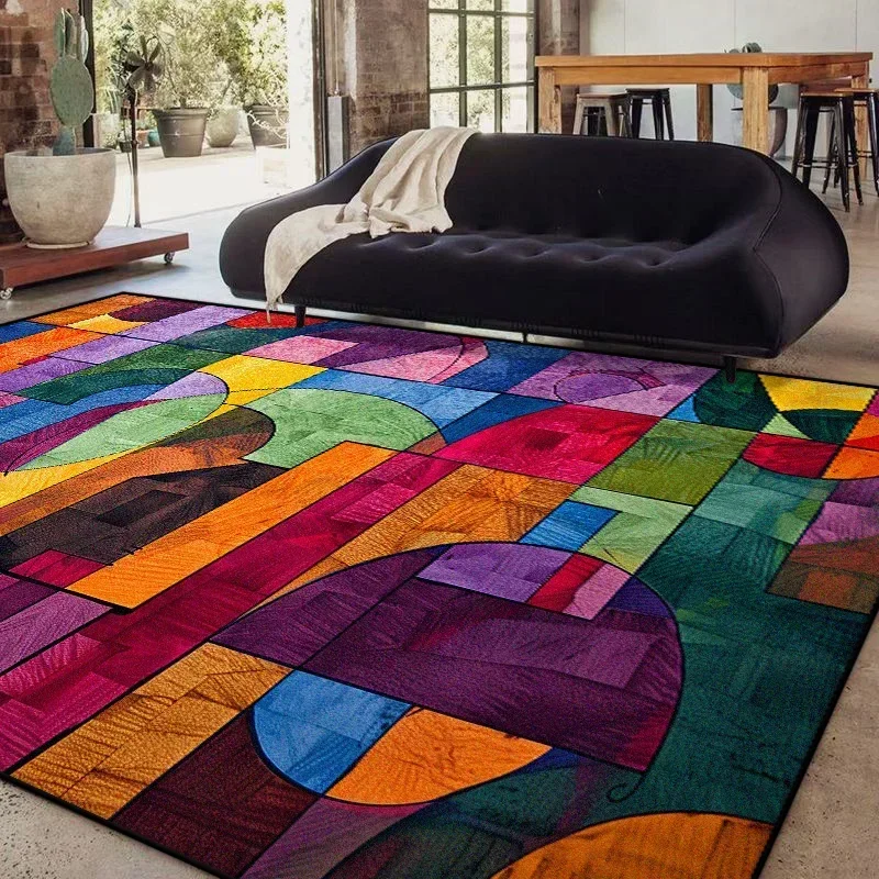 سجادة تجريدية هندسية حديثة سجادة غير قابلة للانزلاق لغرفة المعيشة أريكة جانبية لغرفة النوم قابلة للغسل وسهلة التنظيف لديكور المنزل سجادة أرضية
