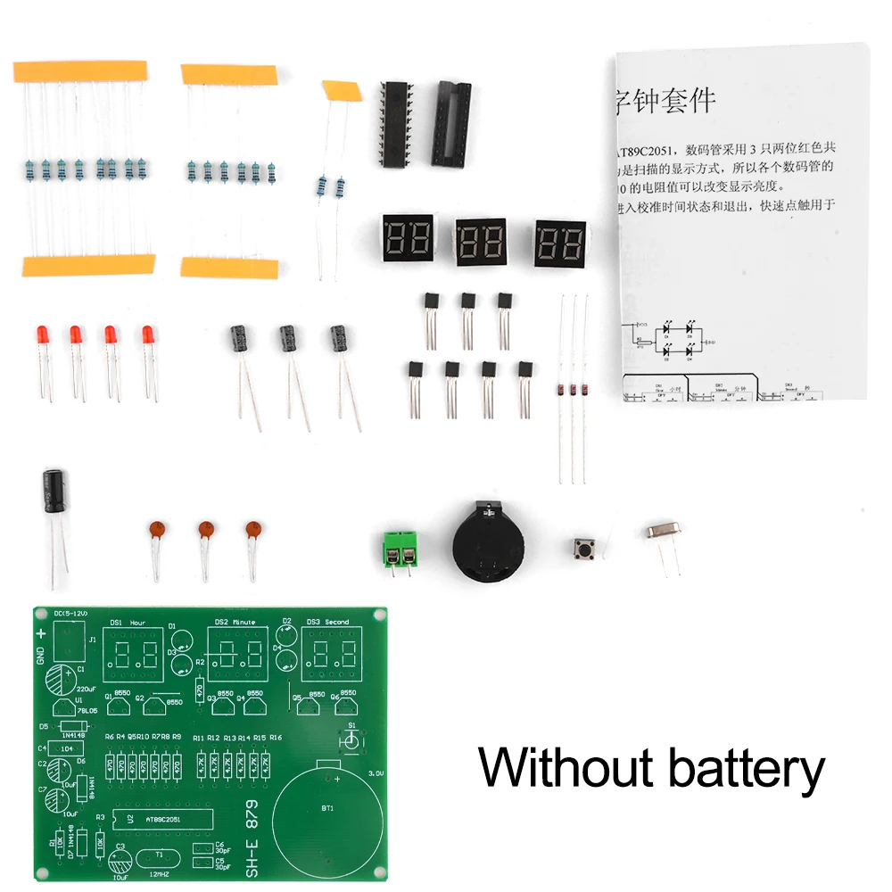 AT89C2051 Digital LED Display 6 Bits Electronic Clock Electronic Production Suite DIY Kit Soldering Practice for School Science