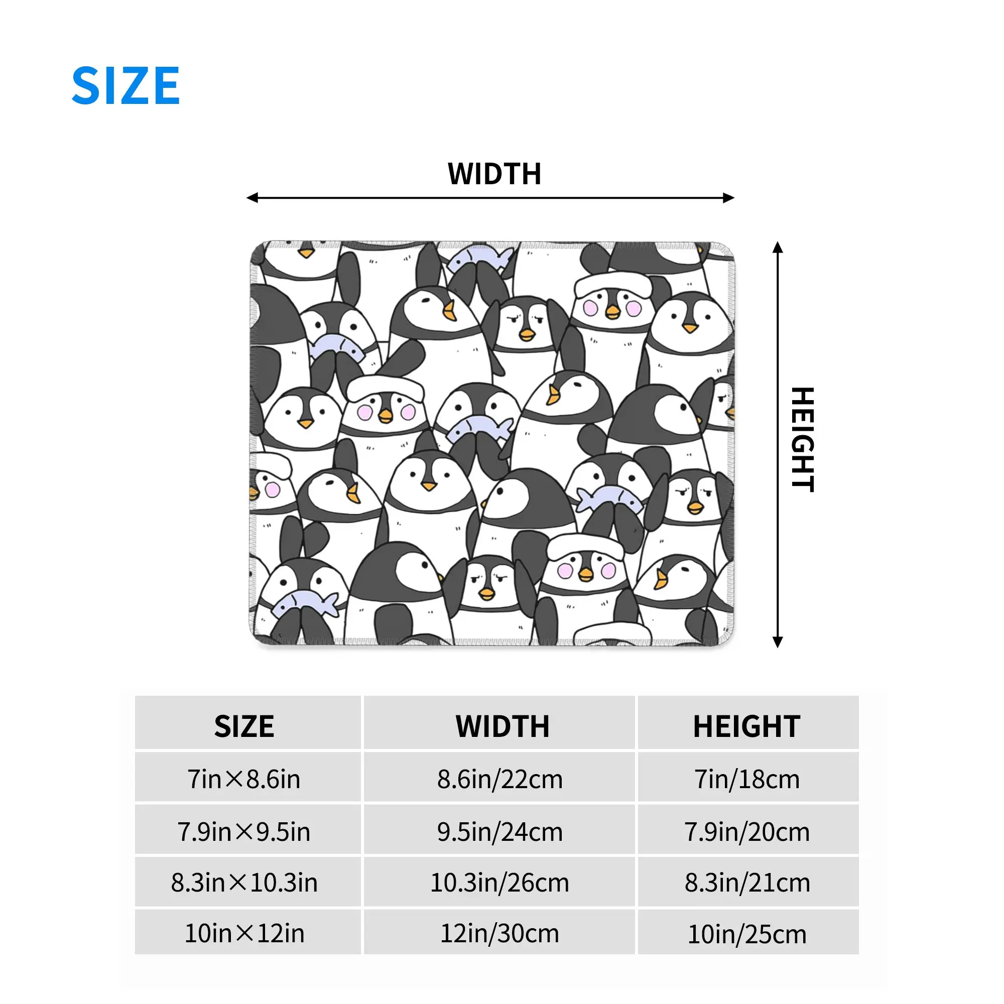 Hand Drawn Penguin Set Mouse Pad Computer Keyboard Mouse Mat Gamer PC Laptop Desk Mat Office Accessories Table Mats