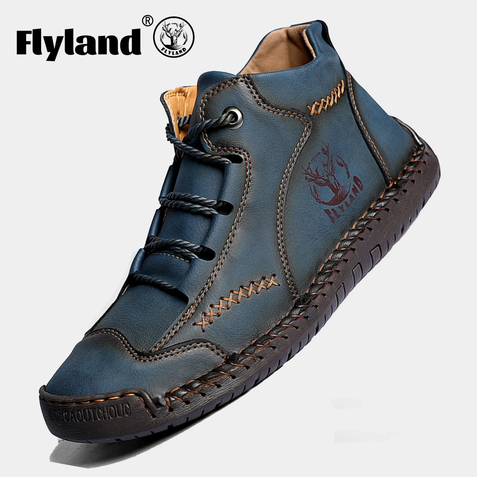 FLYLAND, botas Chukka a la moda para hombre, zapatos informales hechos a mano de cuero genuino para hombre, botines antideslizantes para hombre