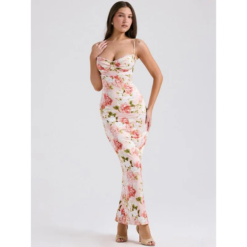 فستان نسائي طويل من Ele بطبعة زهور Dr Y9906 بحزام طويل Sve أنيق غير رسمي لموسم الربيع للسيدات #3