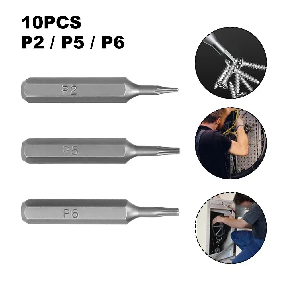 10pc Pentagram Screwdriver Bit 4mm Small Hex Shank Screw Driver Bits Set P2 P5 P6 Pentacle Star Head Screwdriver Bits Power Tool