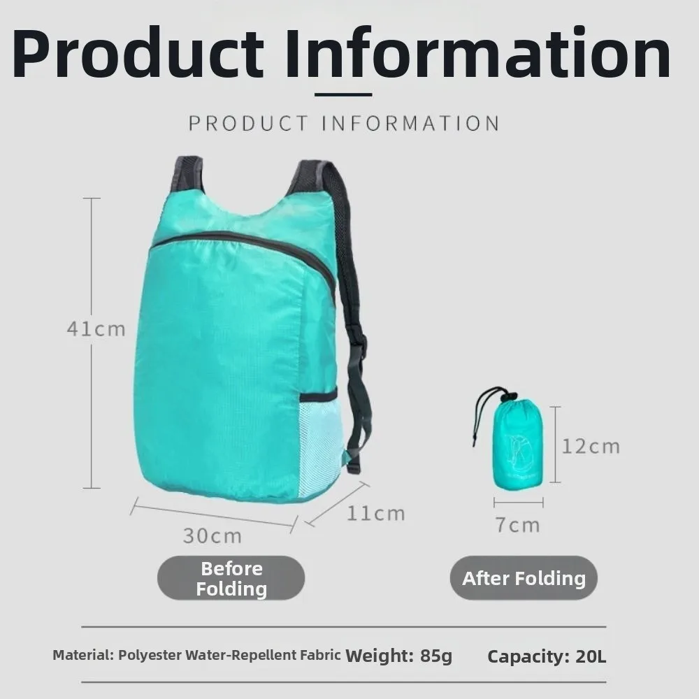Hochwertiger, verstaubarer 20-Liter-Rucksack, leicht, ultraleicht, praktischer Reise-Tagesrucksack, faltbare Outdoor-Tasche für Männer und Frauen – Detail 1