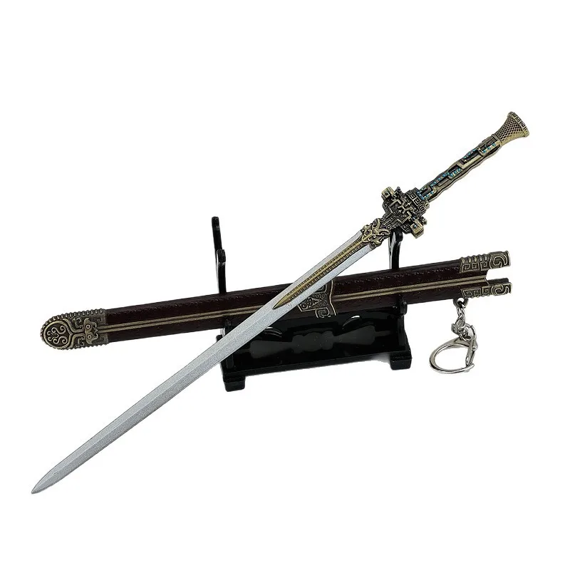 Periféricos de película FEUD de 22cm, espada Bai Jiu Si Qiyue totalmente de Metal con vaina, modelo de cuchillo, espada de juguete, colección de adornos artesanales Katana