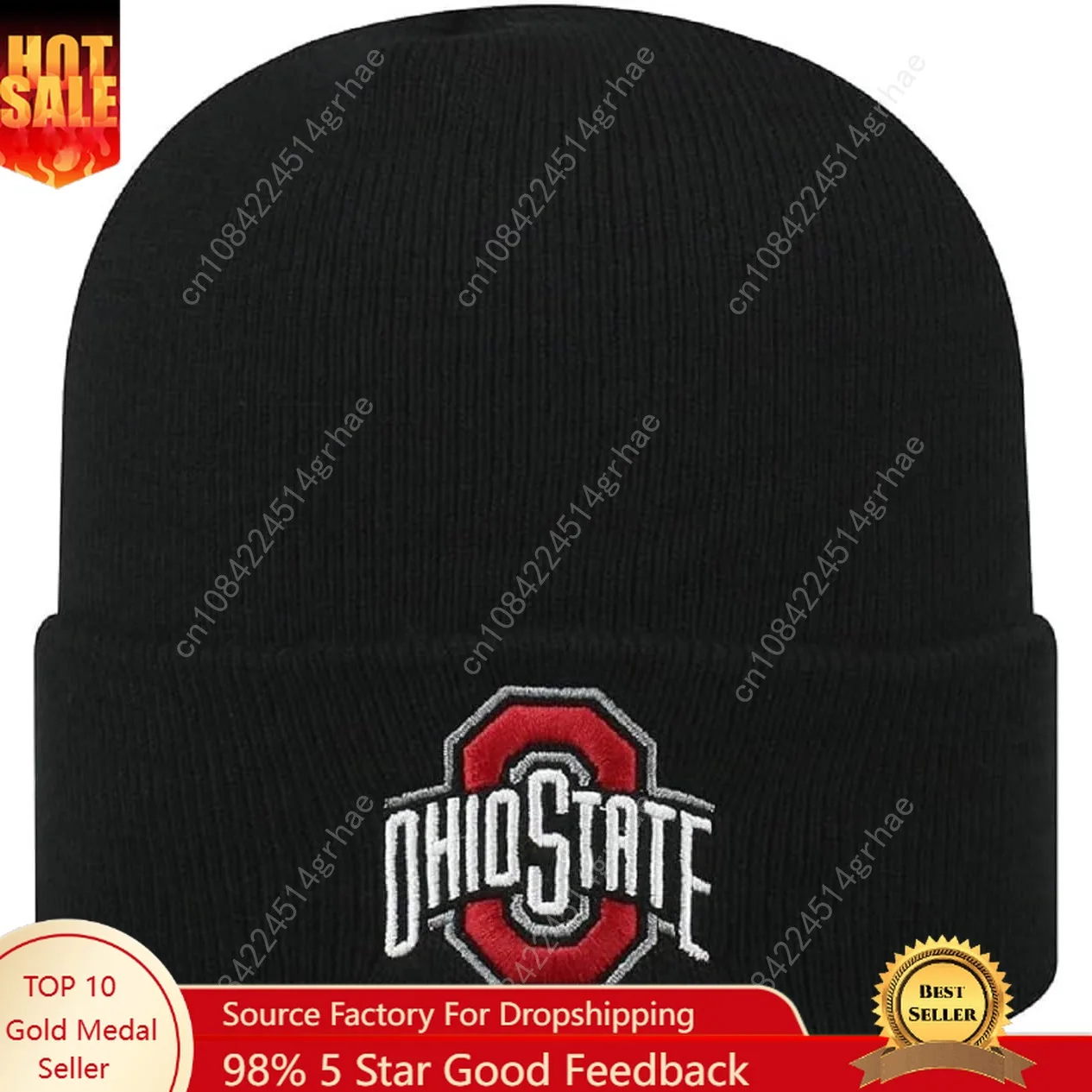 

Officially Licensed Ohio State Cuffed Knit Black Beanie Hat Classic Edition Embroidered Team Logo Winter Cap