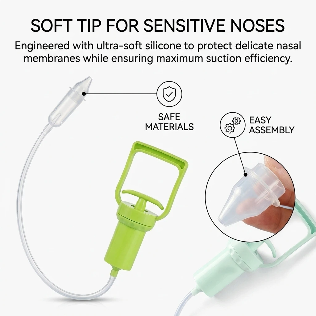 Powerful Hand Pump Baby Nasal Aspirator Safe And Comfortable Nose Cleaner for Newborns Toddlers Kids Mucus Remover view 3