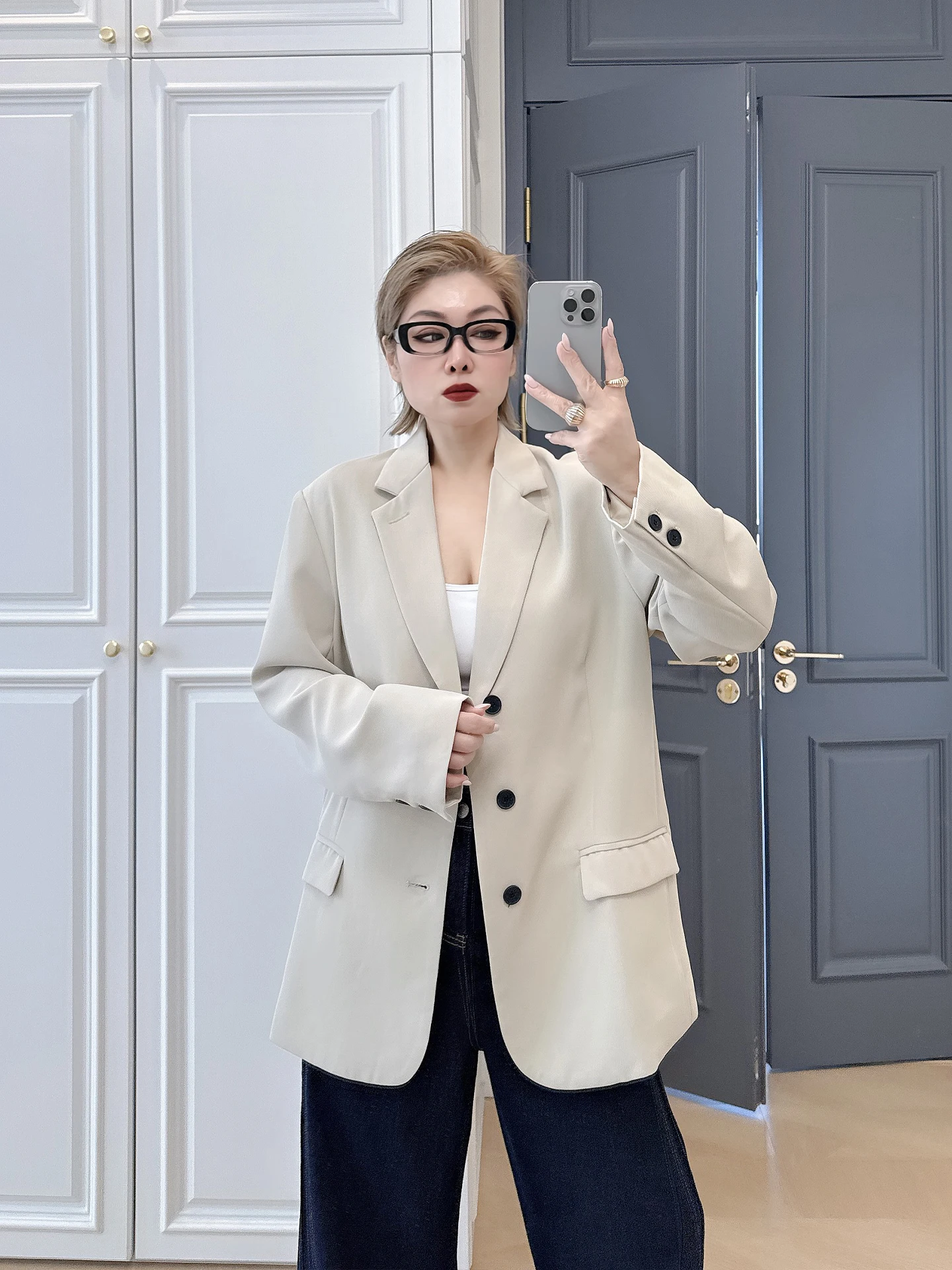 

Casual Style plus Size Women's Suit Jacket Elegant Design Commute Friendly Slimming Trendy Outerwear for Heavy Girls