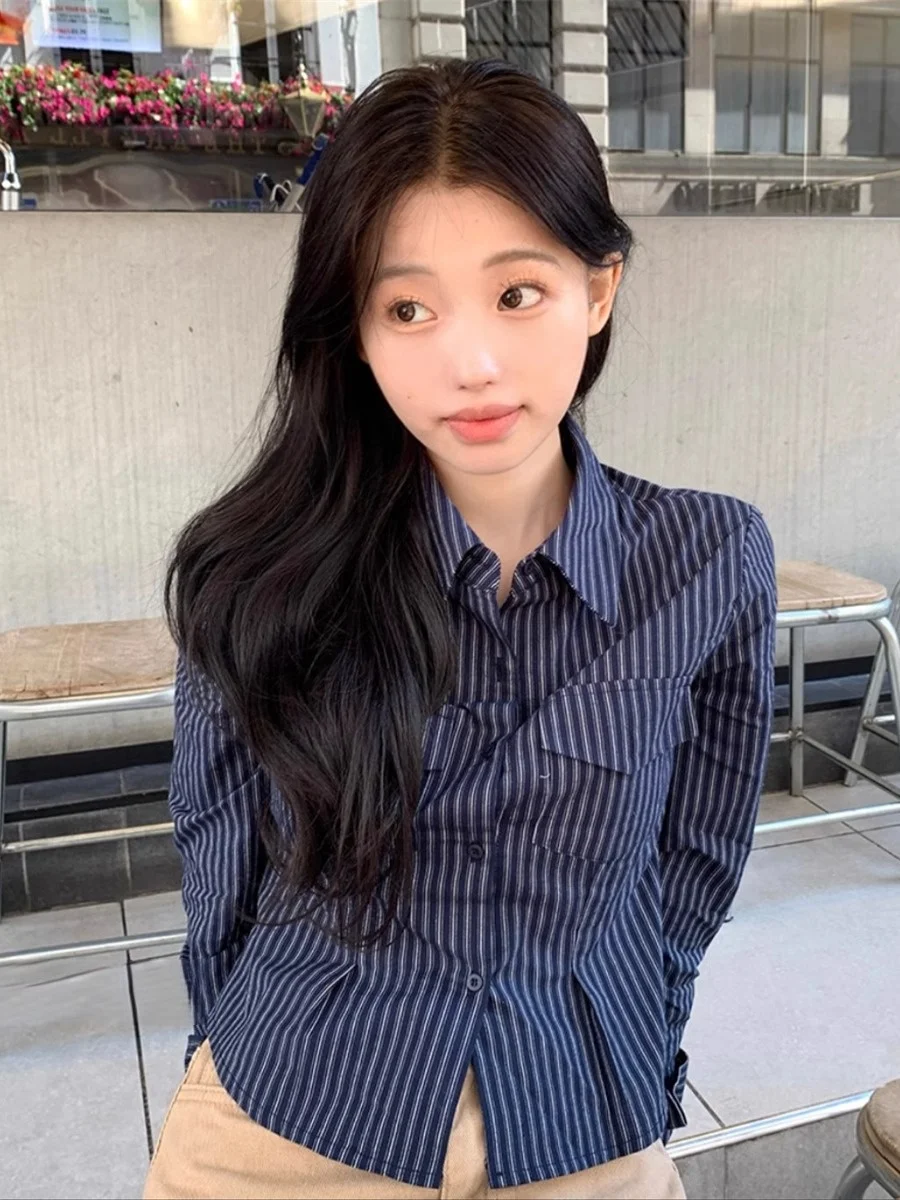 

Уличный женский топ в полоску в стиле ретро, облегающий длинный свеч irt, уникальный универсальный топ SEI с застежкой на талии