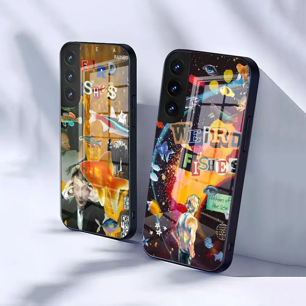 R-Radiohead Rainbow Handyhülle für Samsung S26 S25 S24 FE S23 S22 S21 Plus S20 Ultra Note20Ultra Schwarze Glasabdeckung