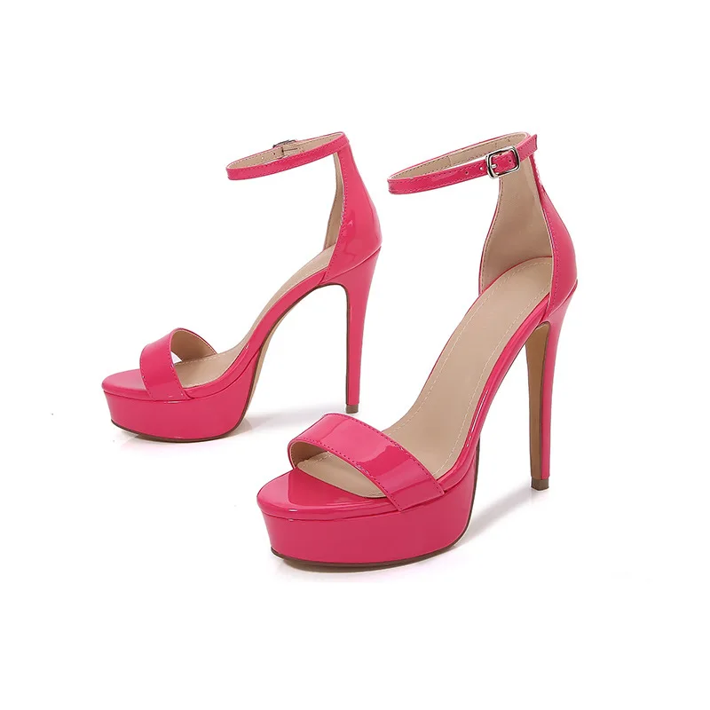 Gladiator Buckle Strap Women Sandals Thin Heels Club Party Patent Leather Women Pumps Classics Pole Dancing Shoes Size 36-41
