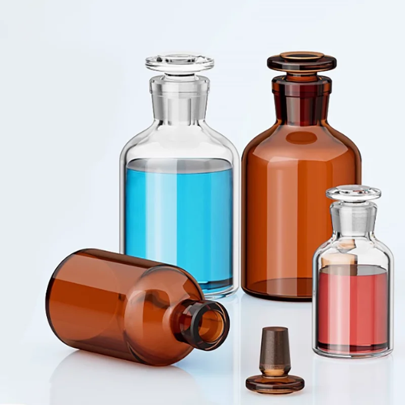 

Reagent bottle frosted mouth transparent wide mouth bottle alcohol bottle packed thickened glass tea brown reagent bottle