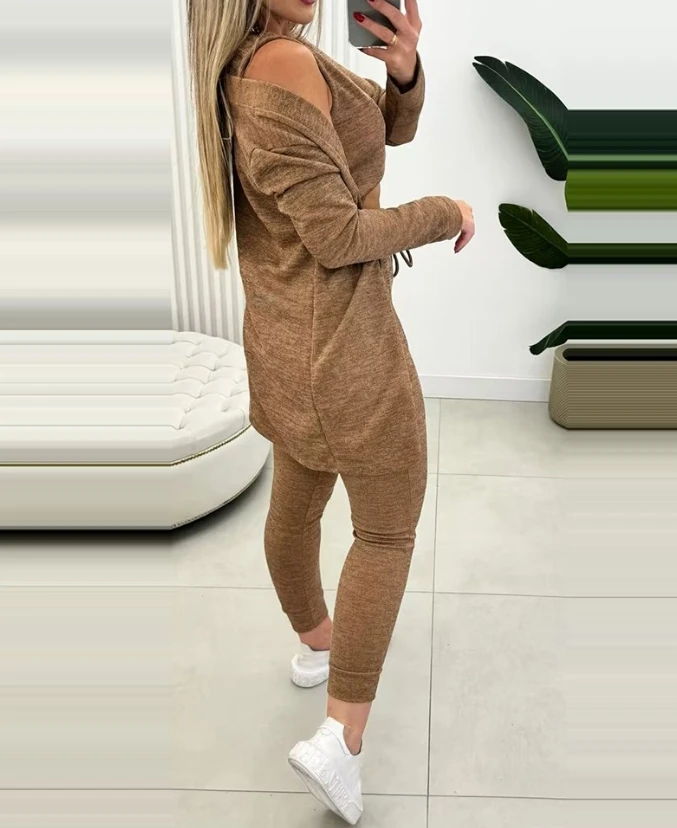 3 Piece Sets Women Sweatshirt Suit Outfits 2024 Autumn Tank Top & Pocket Design Drawstring Pants Set with Longline Cardigan