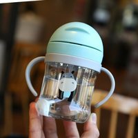 Kids Water Bottle 250ml Leak Proof Sippy Cup with Gravity Ball Straw Wide Mouth for Toddler Baby Cup Auto-Sealing Straw Cup