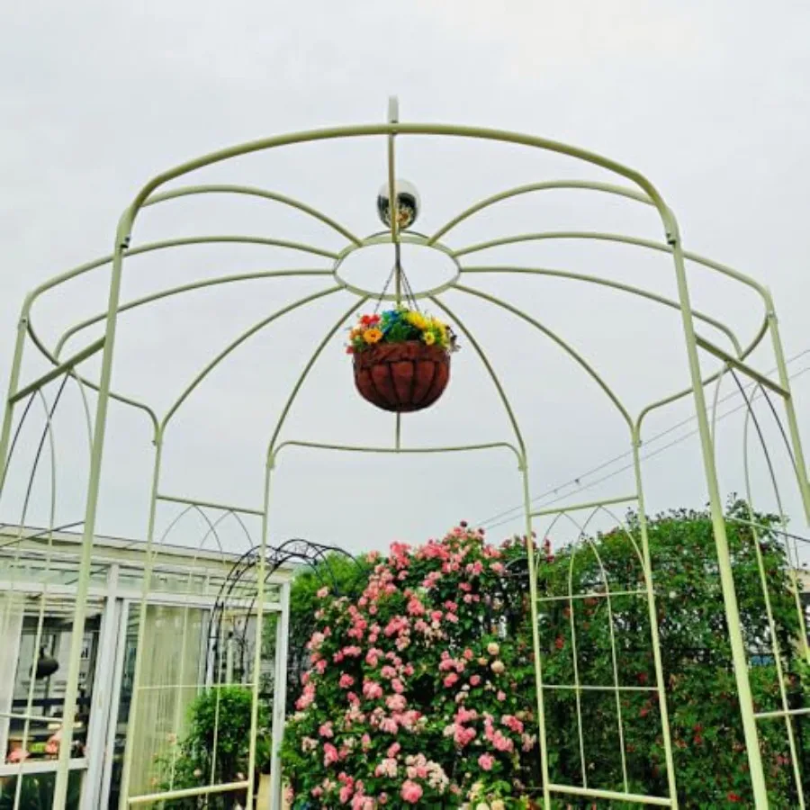 Metal Garden Arch for Wedding Ceremony, Iron, Cream White, Birdcage Shape with High Structural Stability and Elegant Pergola De