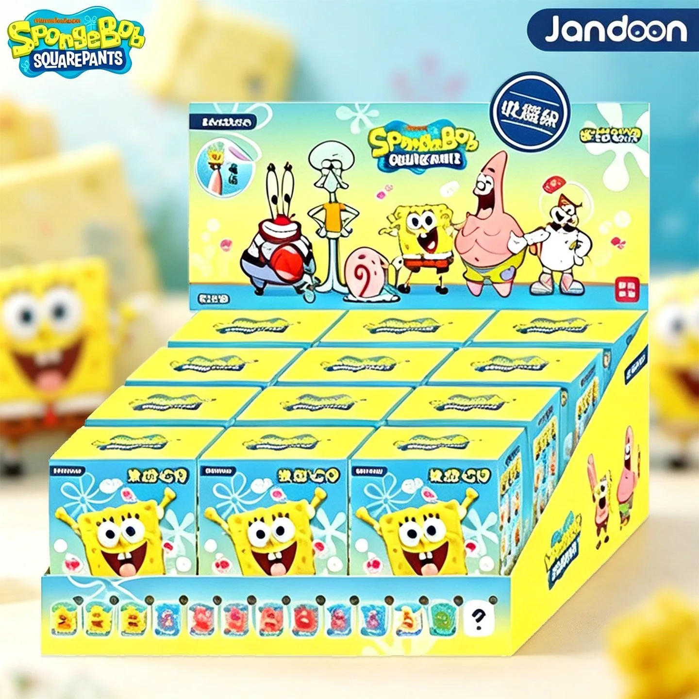 Original Anime SpongeBob Schwammkopf Bikini Bottom Resident Mini-Figuren Reiskorn-Puppe Desktop-Ornament Sammlerstück Geschenk