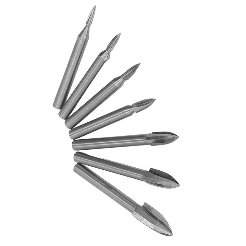 

A7THK-7Pcs Engraving Drill Bit 6Mm Shank High Speed Steel Carving Tool For Woodworking
