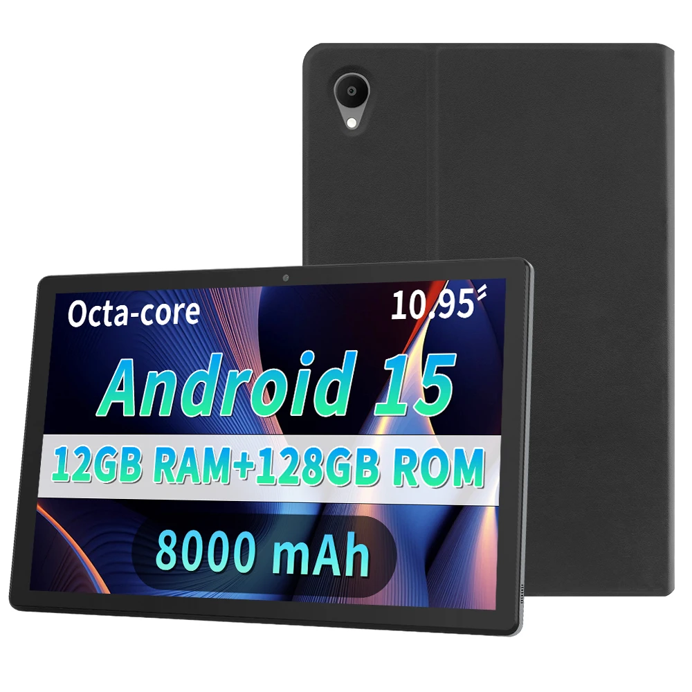 ANRY 10.95 Inch Android 15 Tablet 12GB RAM 128GB ROM 8000mAh Battery Octa Core T606 Tablet PC with 13MP Camera WiFi 6 1TB Expand