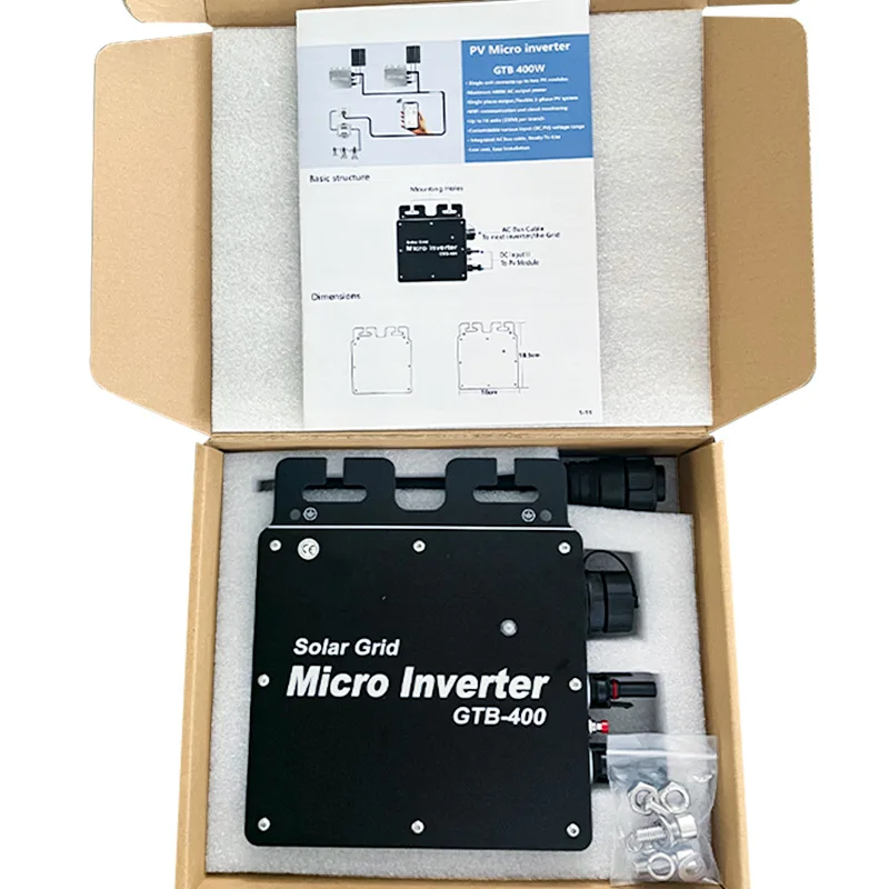 Home Use Solar System GTB400W Smart WIFI Control IP65 Waterproof Solar Grid Connected Micro Inverter Meter
