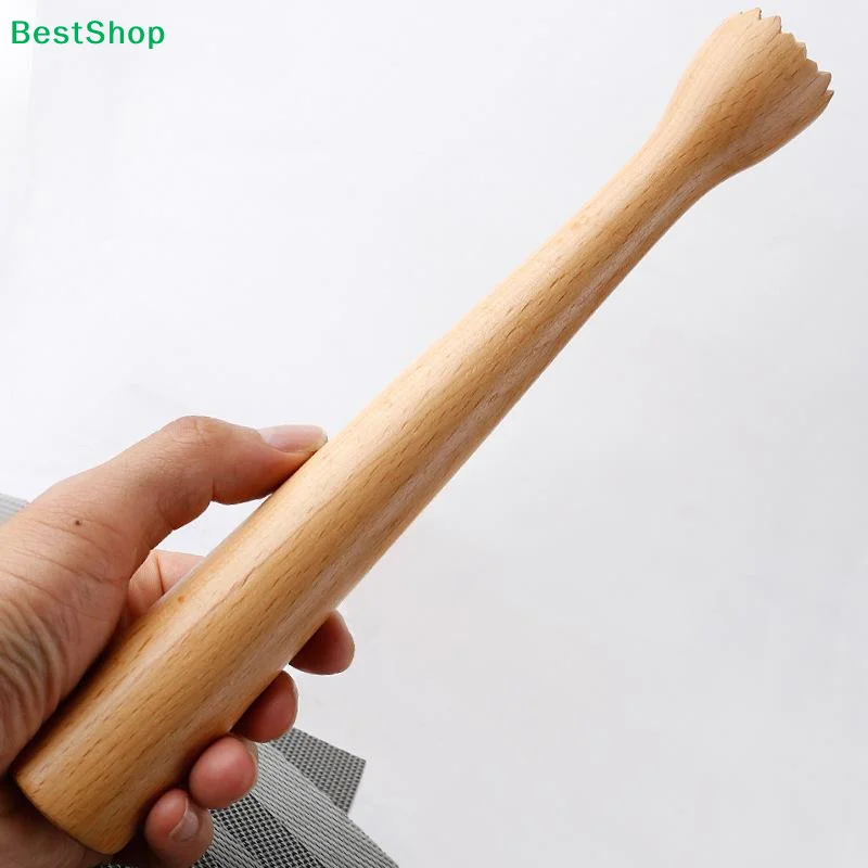 ☭Ice Muddler Wooden Pestle Beech Material Bar Kitchen Cocktail Tool Ice Muddler Sturdy Swizzle Sticks