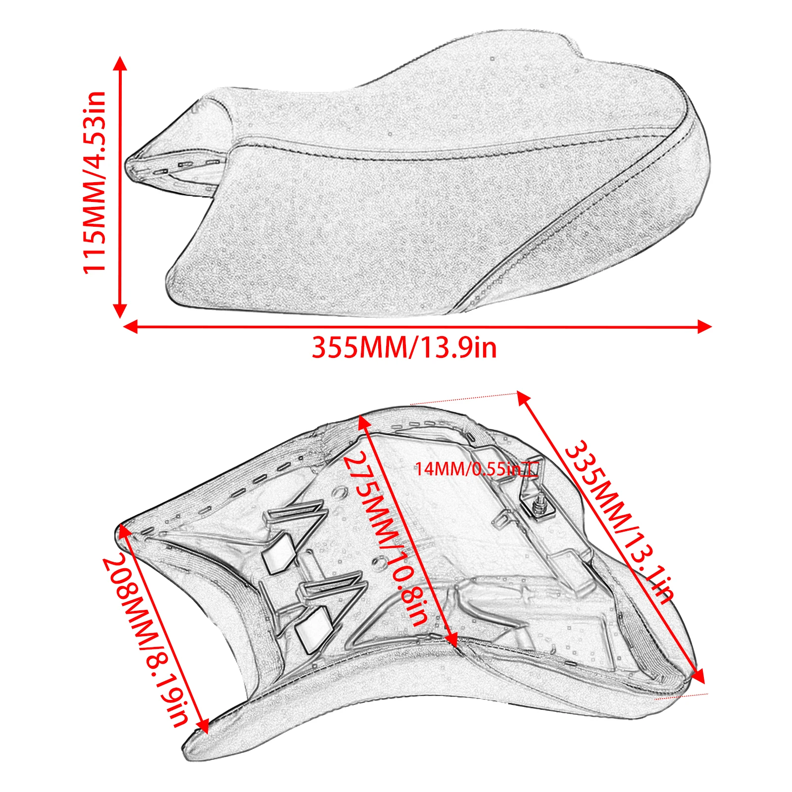 Assento alto solo para motocicleta, assento alto solo para kawasaki ninja 400/abs 2018-2024 z400/abs 2019-2024, acessórios para almofada de assento do motorista