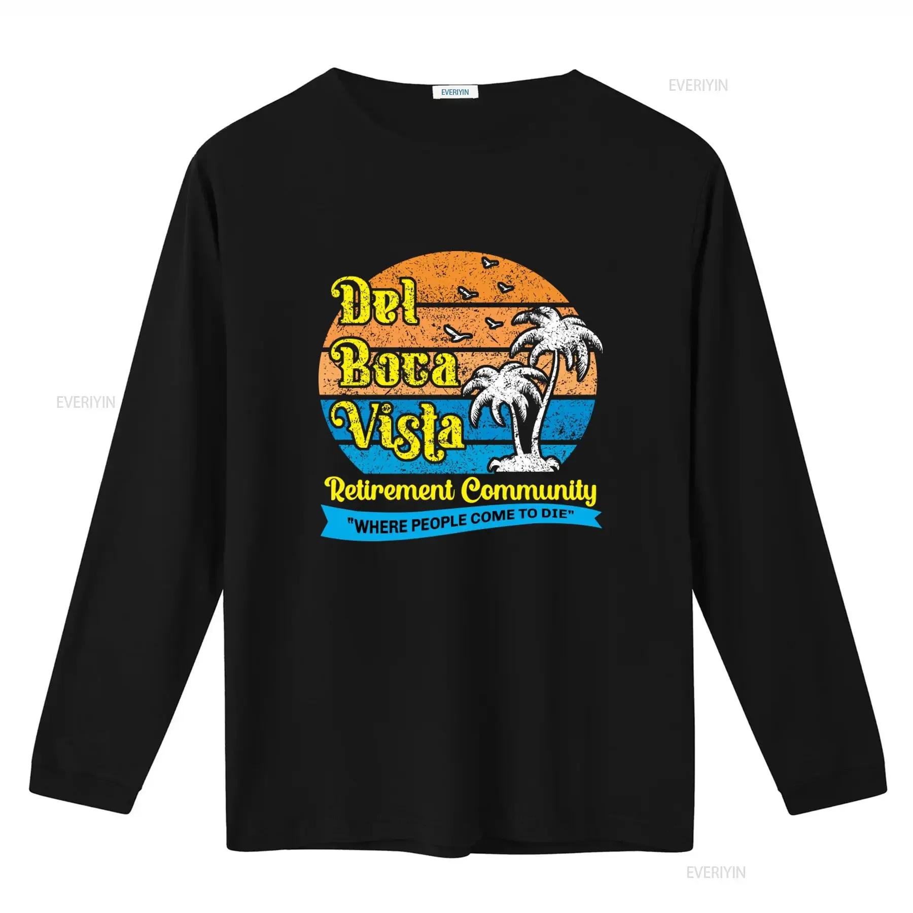 Del Boca Vista Seinfeld Retirement Community Mens Tri Blend T Shirt Retro Design with Palm Trees and Humorous Slogan vintage