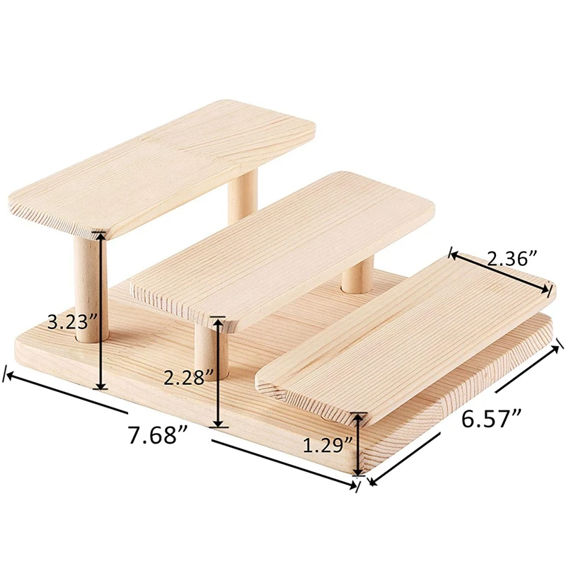 ABWR-Деревянные подставки для дисплея, 3-слойная подставка для очков, подставка для ювелирных изделий, деревянный поднос-органайзер для рабочего стола шкафа