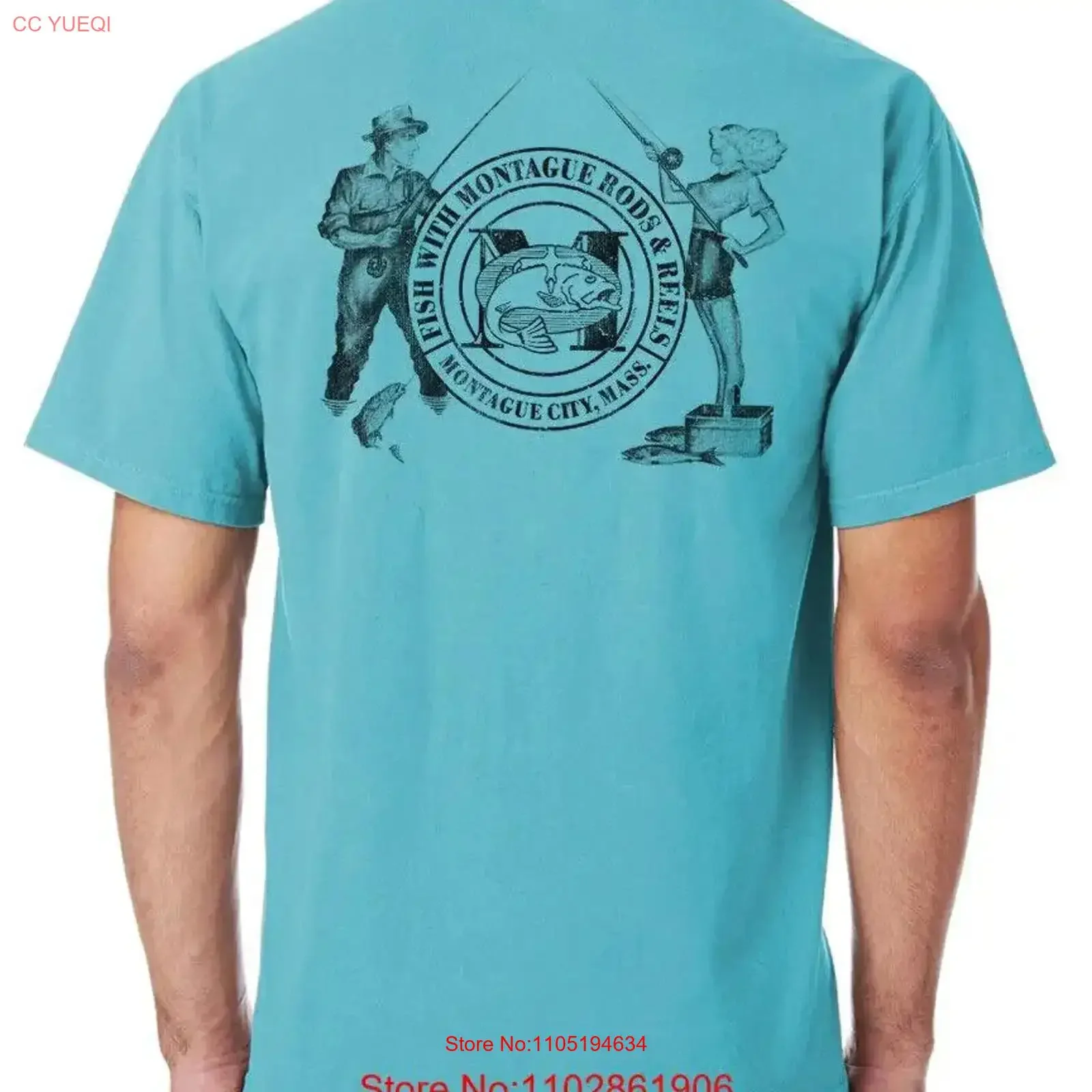 Montague Rods carretes pesca pareja camiseta vintage lavado estirado gráfico versátil transpirable Casual ligeramente cómodo