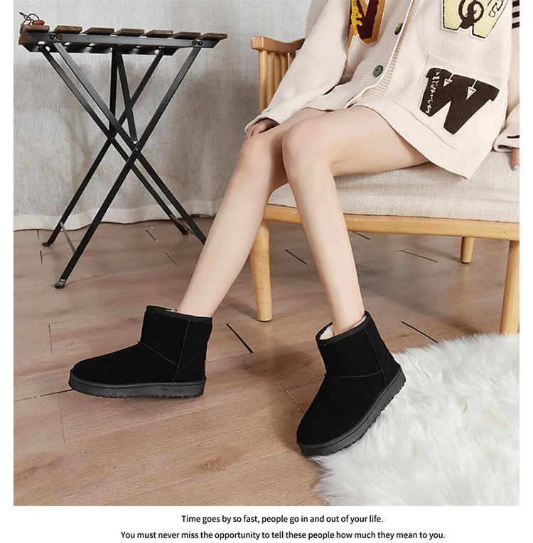 2026 Schneestiefel Winter Warme Modische Rutschfeste Schuhe Dicke Pelz-Plattform Flache Kurze Stiefel-Sneaker – Detail 9
