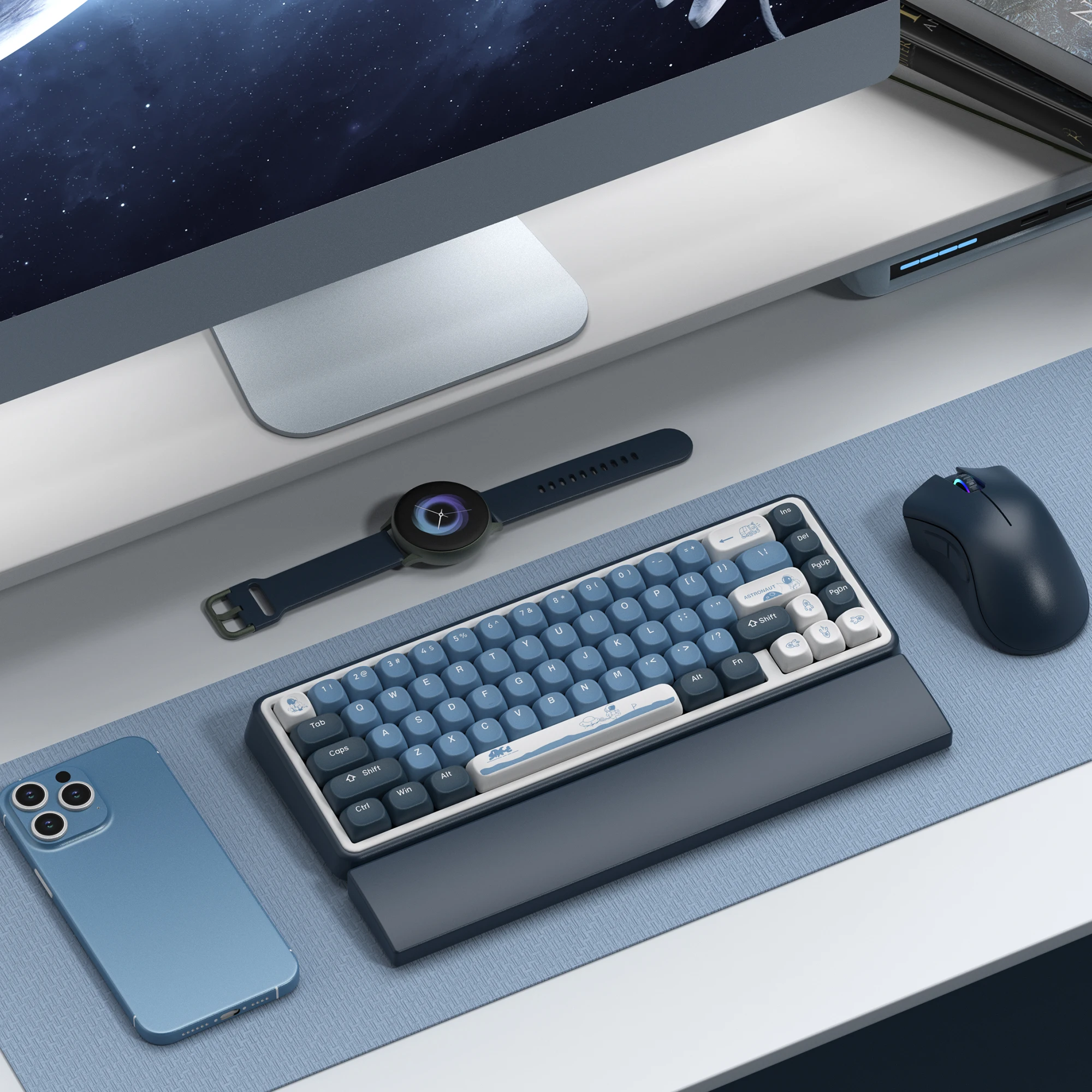 132 Keys Outer Space PBT Keycaps MOA Profile Custom Dye Sub for 60% 65%75% 100% Cherry Gateron MX Switches Mechanical Keyboard