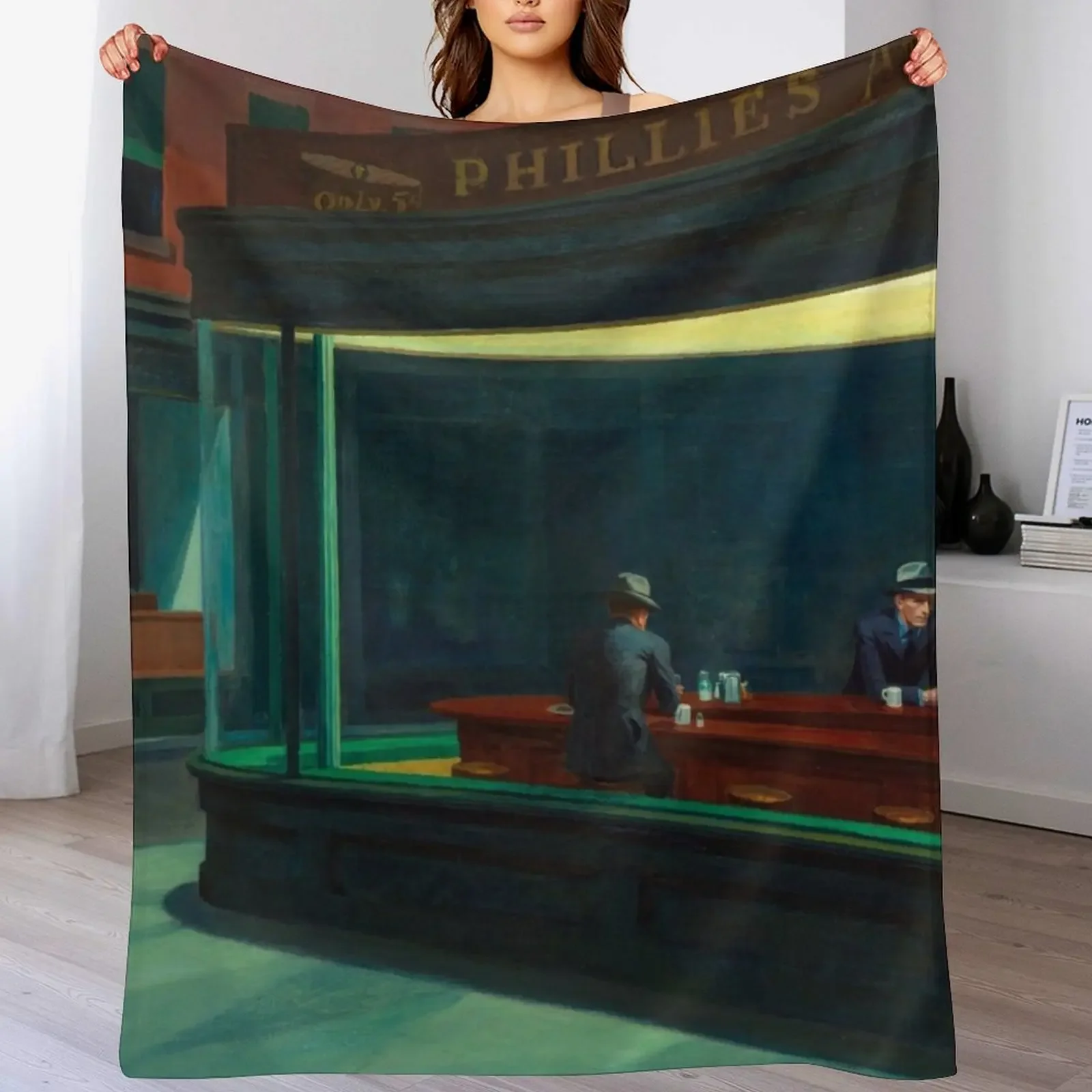 

New Nighthawks by Edward Hopper Throw Blanket Weighted bed plaid Hairy Giant Sofa Blankets