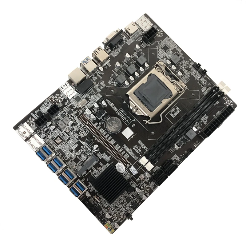 B75 ETH Mining Motherboard 8XPCIE USB Adapter+CPU+4PIN To SATA Cable LGA1155 MSATA DDR3 B75 USB BTC Miner Motherboard