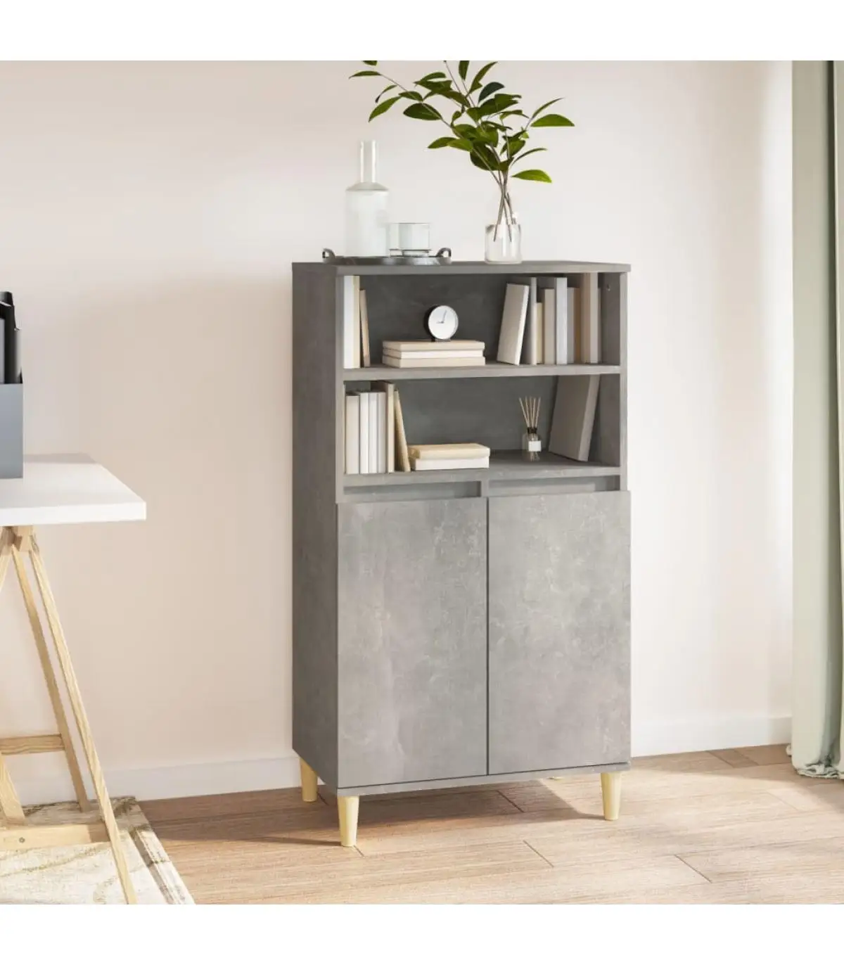 Sideboards high sideboard concrete gray plywood 60x36x110 cm