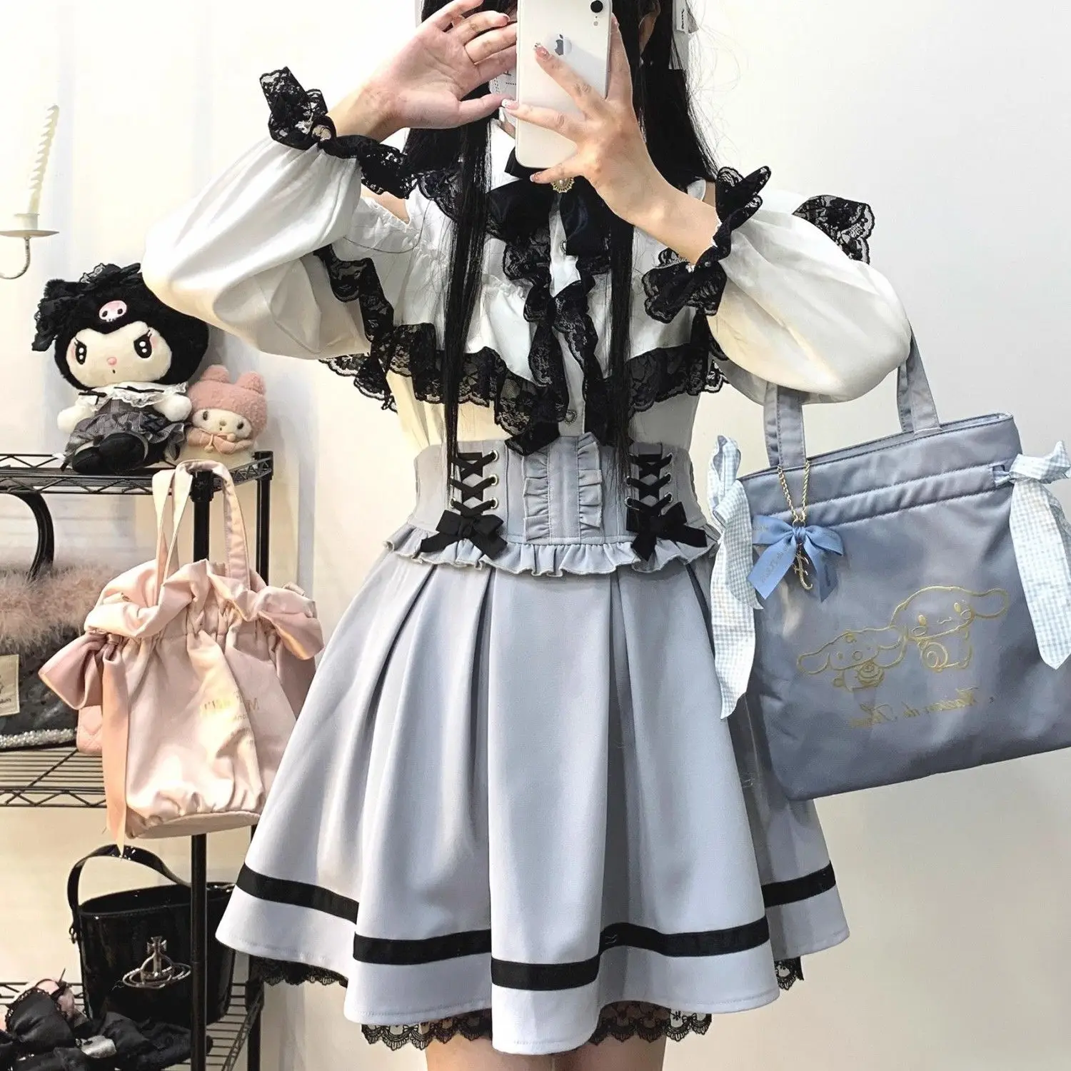 

NONSAR Japanese Gothic Y2k Lolita Skirt Women Elegant Sweet Lace Ruffles Ribbon Bandage Mini Skirt Girls Sexy Cute Party Skirt