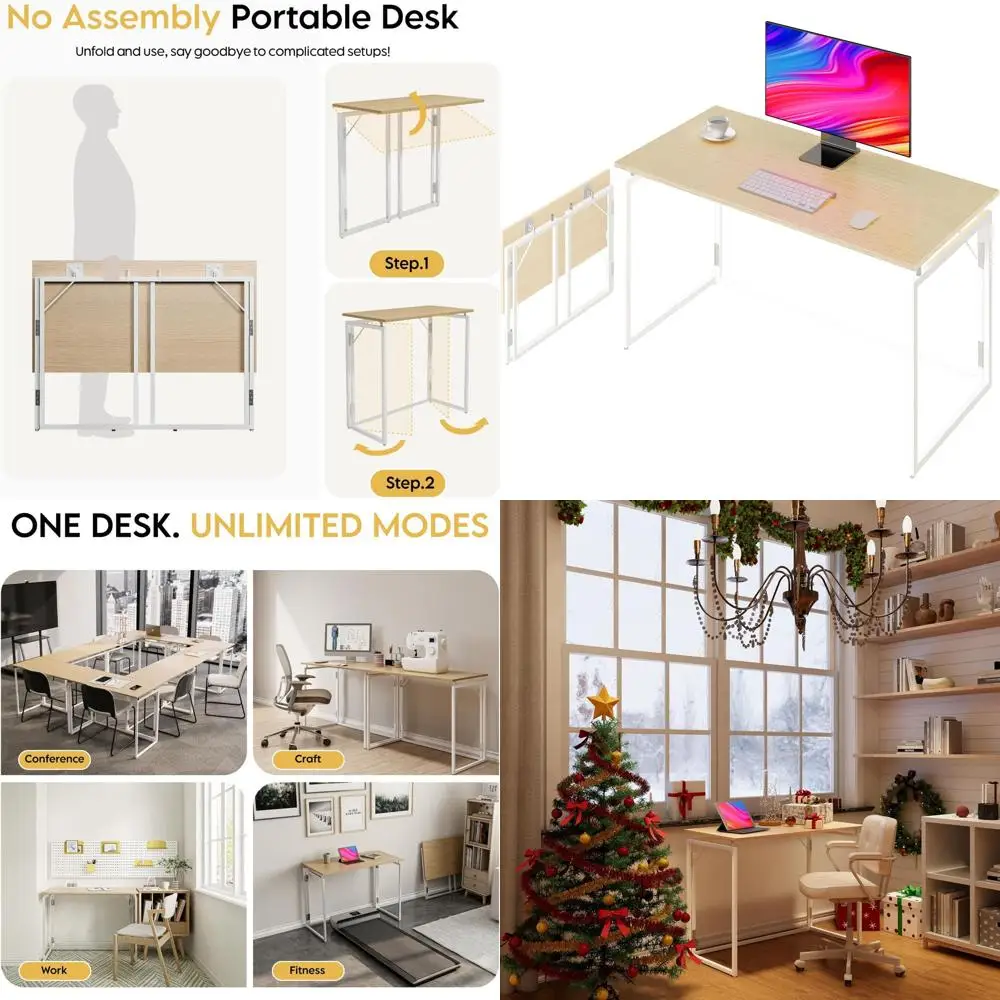 

Space-Saving 31.5 Foldable Wooden Desk for Home Office, Writing, and Study | Compact and Ready to Use