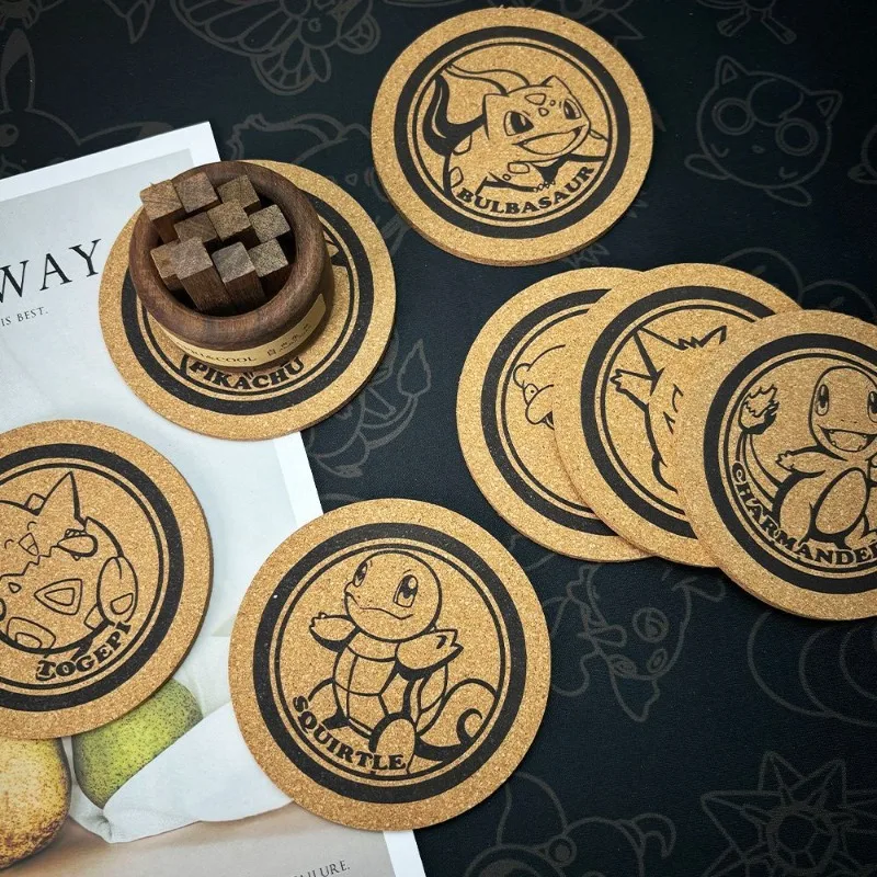 

Pokémon Coaster Anime Peripheral Q-version Cartoon Cute Creativity Exquisite Coaster Practical Convenient Cork Coaster