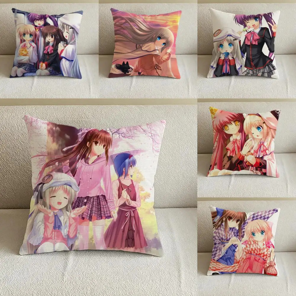 Capa de Almofada L-Little Busters em Linho Natural, Conjunto de Capas de Almofada, Decoração Completa para Sofá, Quarto e Cadeira