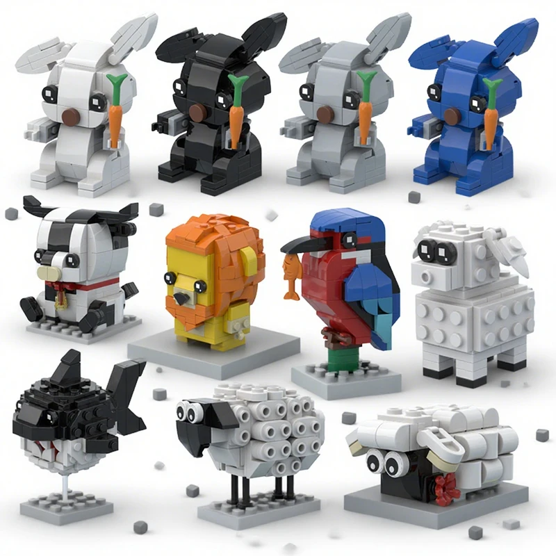 City View Animals Zoo Building Blocks Plant Farm Sheep Rabbit Bird Shark Lion Cattle CHristmas Friend Party Boy Girl Bricks Toys