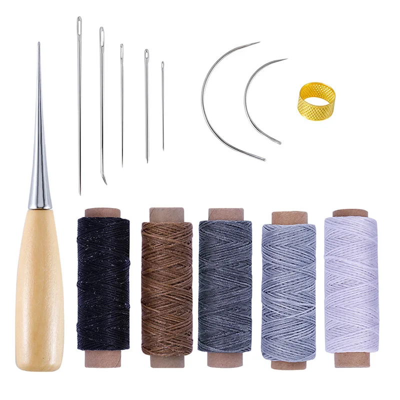 Hand Sewing Stitching Punch Carving Work Hole Saddle Groover Set Accessories DIY Professional Leather Craft Tools Kit