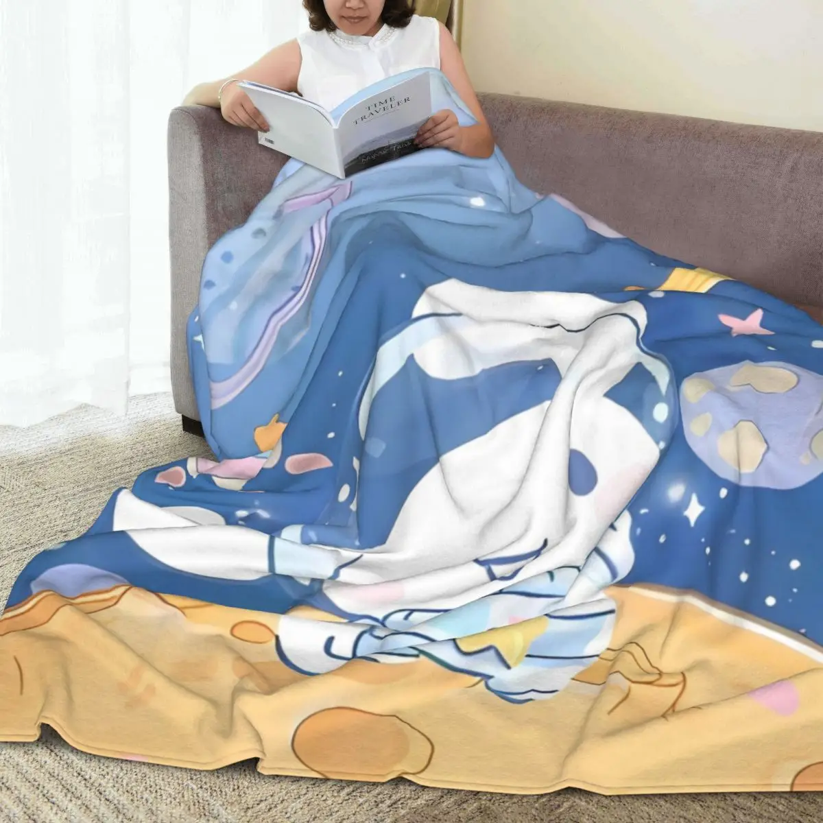 Cinnamoroll Miniso cosmonaut Super Soft Blanket Decorative Plush Throw Blanket Fluffy Couch Bed Flannel Bedspread Sofa Bed Cover