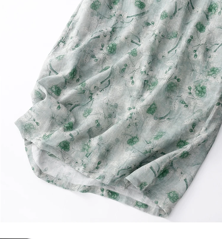 جديد القطن الكتان ort Sve ميدي الدكتور المرأة ريترو تصميم ألف خط تنورة عالية الخصر تخفيف Sle الصيف Faion Dr #4