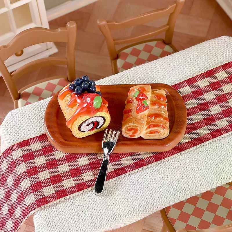 2 قطعة/المجموعة دمية كعكة صغيرة الحلوى نموذج دمية صغيرة المطبخ الديكور دمى اكسسوارات المنزل التظاهر اللعب اللعب