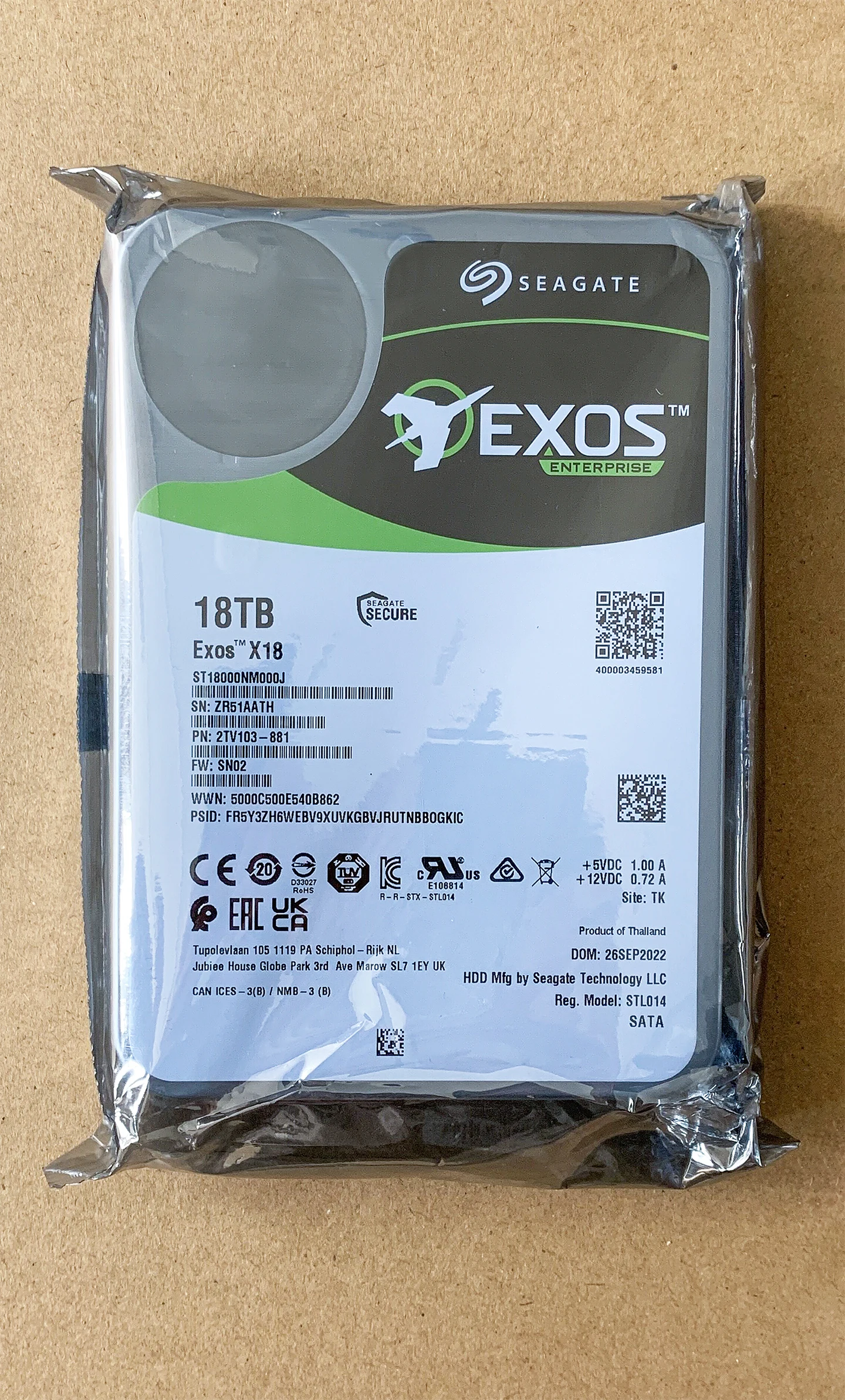 Новый жесткий диск seлюбые жесткий диск на 18 ТБ Exos X18 ST18000NM000J 7200 об/мин SATA 6 Гб/с 256 МБ кэш 3,5 дюймовый серверный ПК