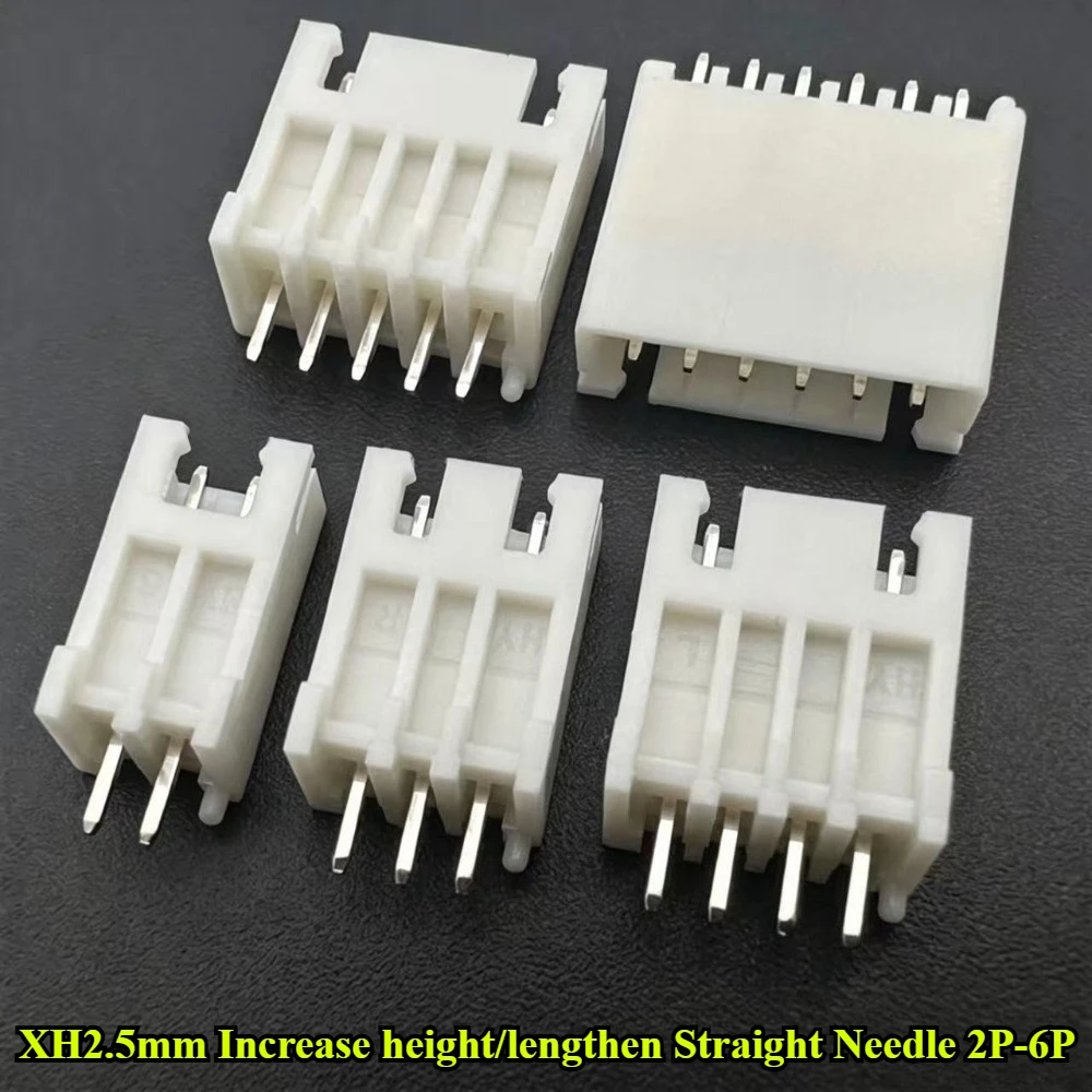 100Pcs/lot XH2.5mm Heightened Connector 2P/3P/4P/5P/6P Straight Pin Female Socket XH2.54 Straight Needle Apply glue Terminal