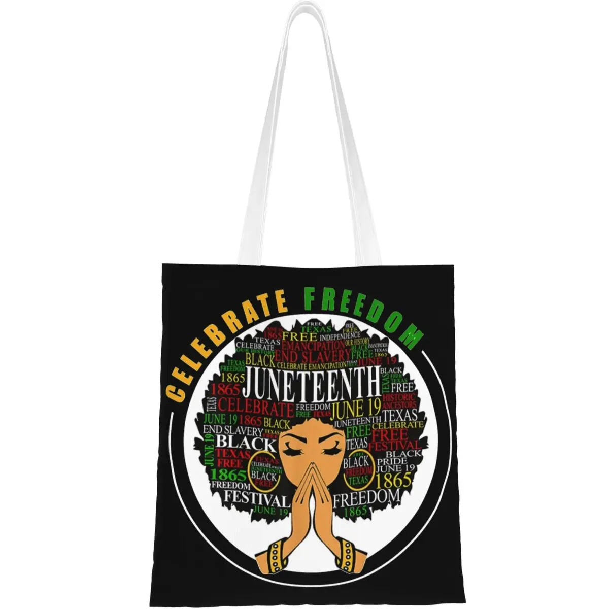 Juneteenth 2024 Accessories Canvas Tote Bag for Women Casual Black Girl Women Trend Bags Handbang